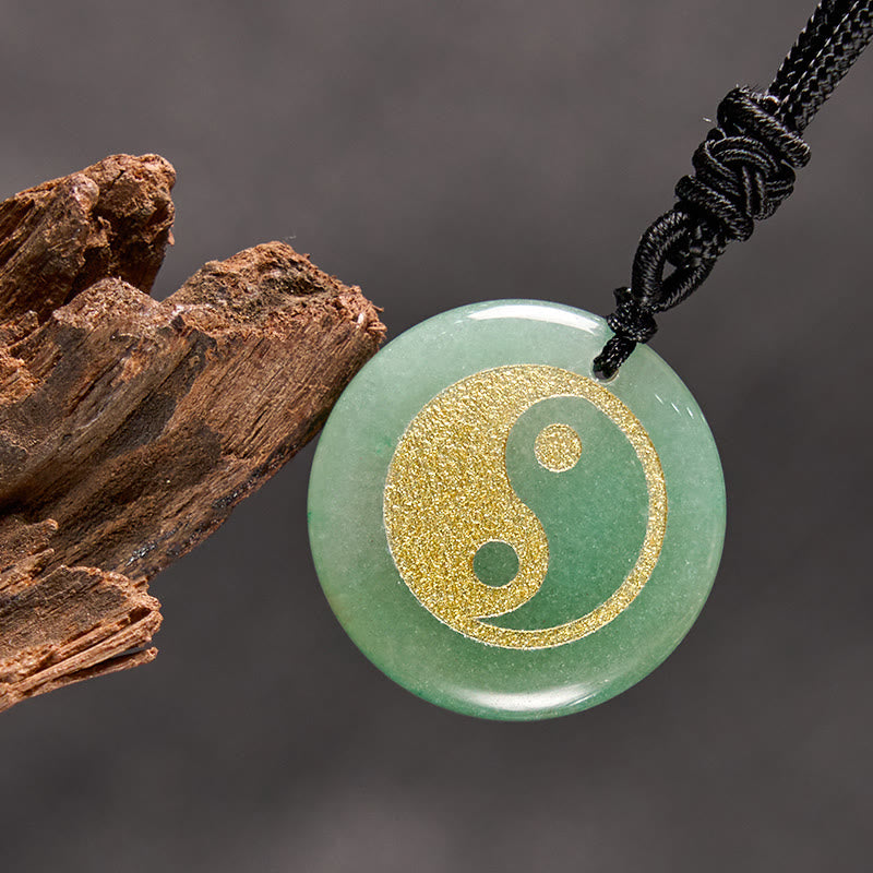 Buddha Stones各種クリスタルアメジストタイガーアイグリーンアベンチュリン陰陽スピリチュアルネックレスペンダント