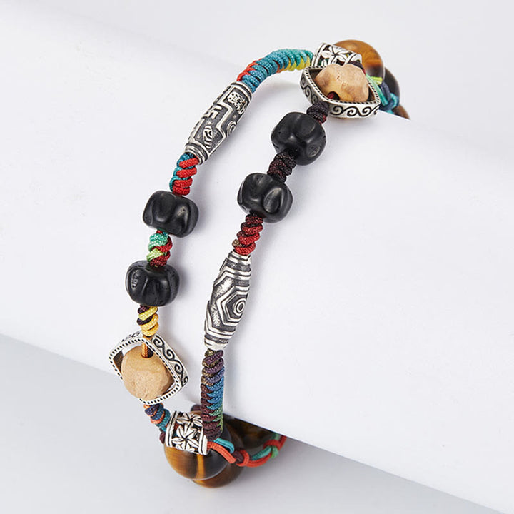 Buddha Stones 925スターリングシルバー タイガーアイ 菩提樹 ハンドメイド 勇気ブレスレット