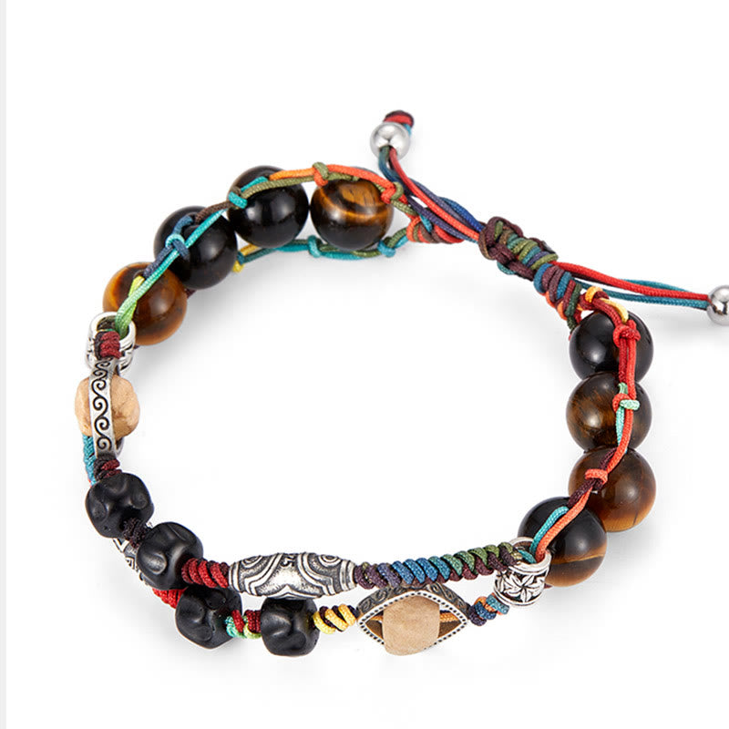 Buddha Stones 925スターリングシルバー タイガーアイ 菩提樹 ハンドメイド 勇気ブレスレット