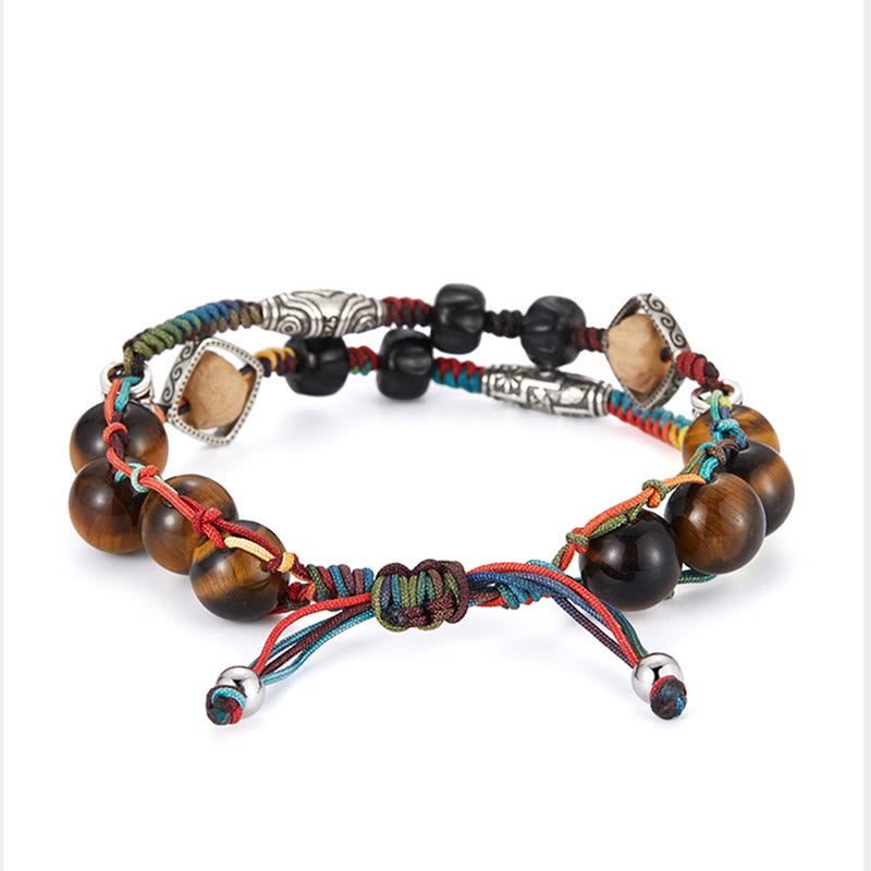 Buddha Stones 925スターリングシルバー タイガーアイ 菩提樹 ハンドメイド 勇気ブレスレット