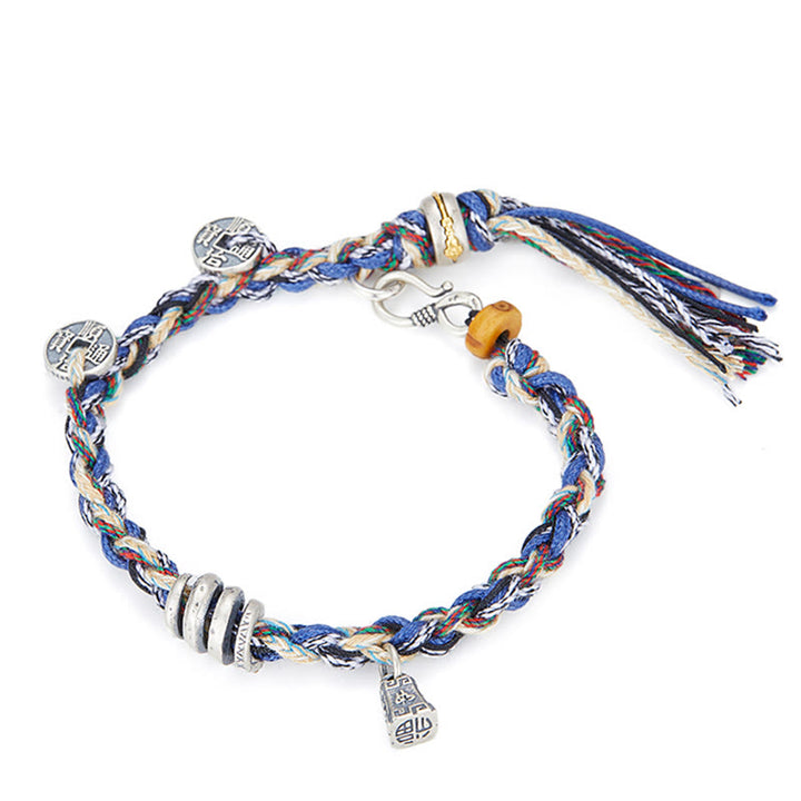 Buddha Stones925スターリングシルバー コインスケールチャーム ハンドメイド 祝福ブレスレット