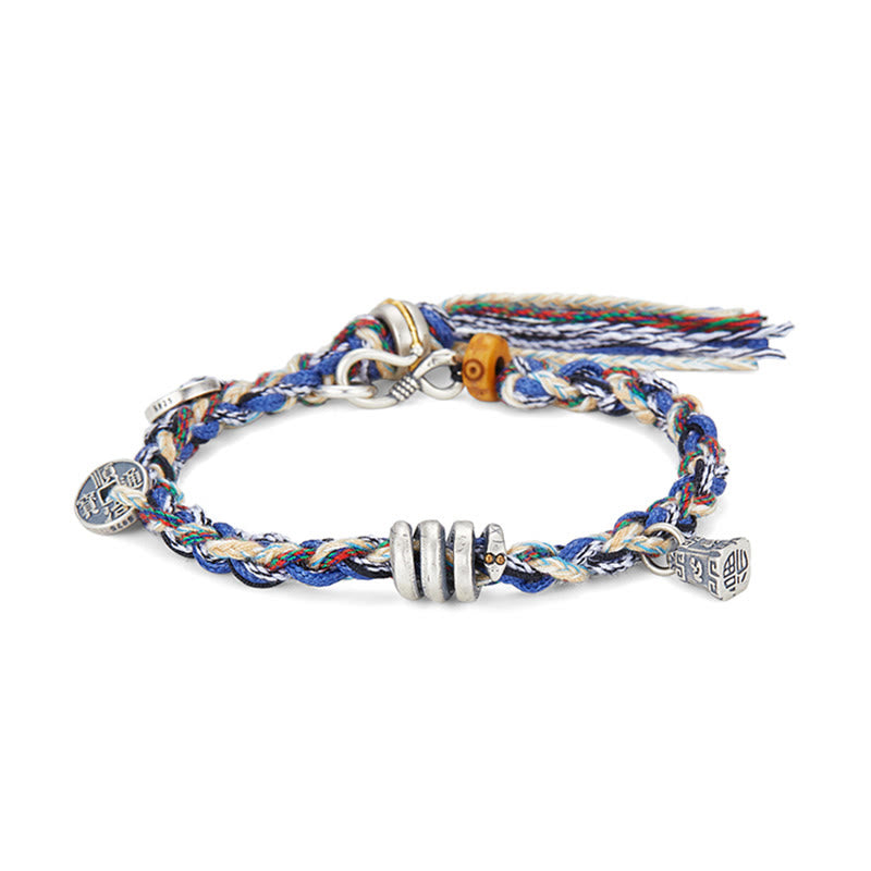 Buddha Stones925スターリングシルバー コインスケールチャーム ハンドメイド 祝福ブレスレット