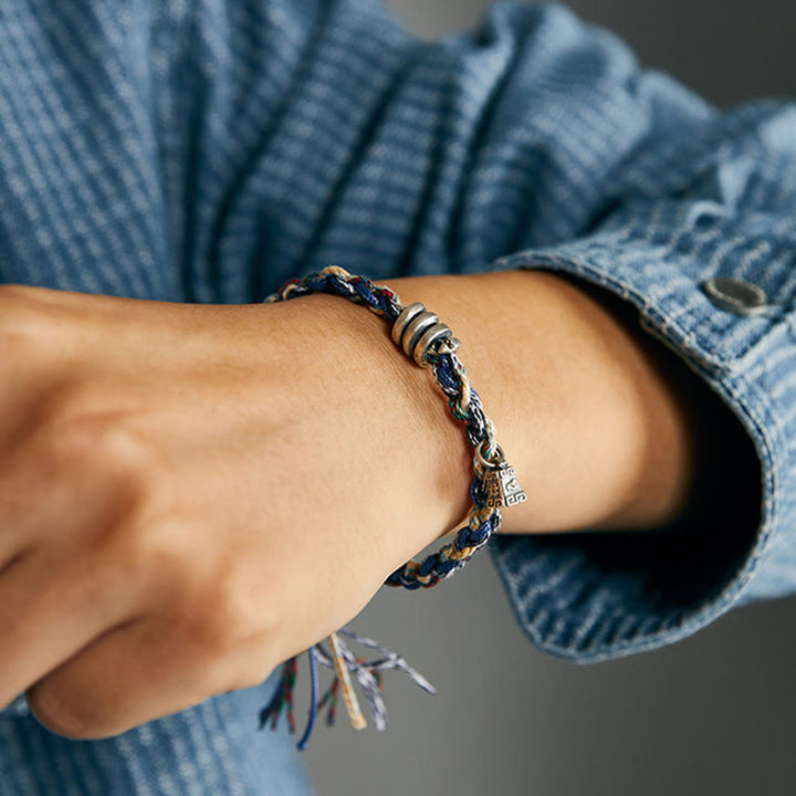 Buddha Stones925スターリングシルバー コインスケールチャーム ハンドメイド 祝福ブレスレット