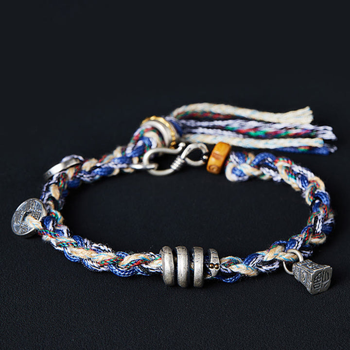 Buddha Stones925スターリングシルバー コインスケールチャーム ハンドメイド 祝福ブレスレット