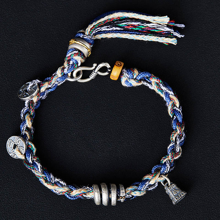 Buddha Stones925スターリングシルバー コインスケールチャーム ハンドメイド 祝福ブレスレット