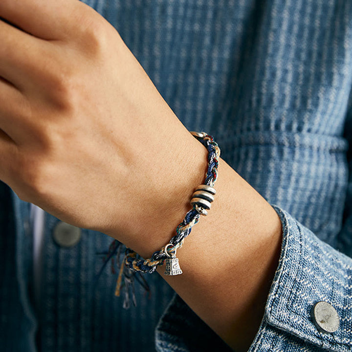 Buddha Stones925スターリングシルバー コインスケールチャーム ハンドメイド 祝福ブレスレット