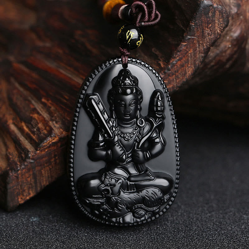 Buddha Stones中国の十二支 出生仏 天然黒曜石 浄化ネックレス ペンダント