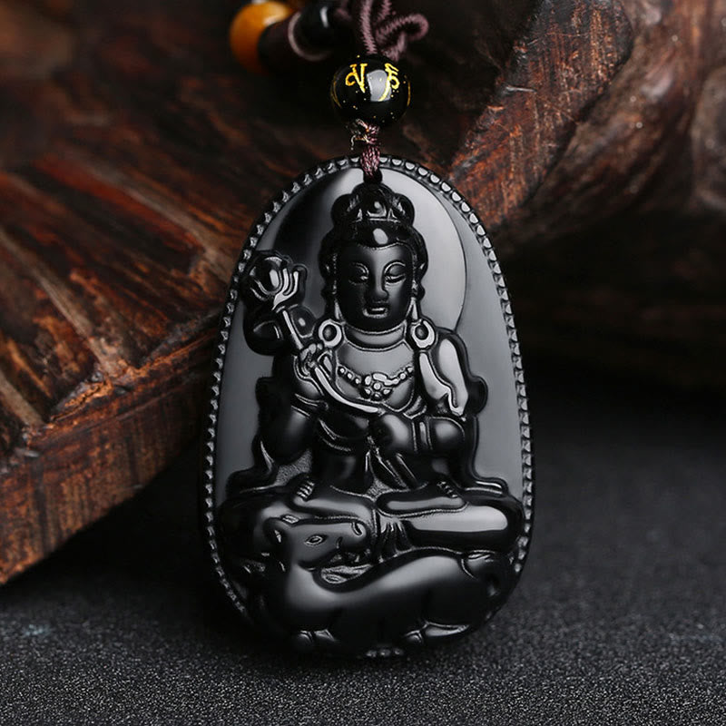 Buddha Stones中国の十二支 出生仏 天然黒曜石 浄化ネックレス ペンダント
