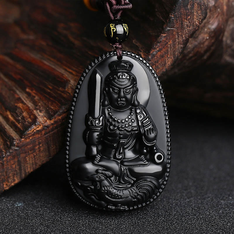 Buddha Stones中国の十二支 出生仏 天然黒曜石 浄化ネックレス ペンダント