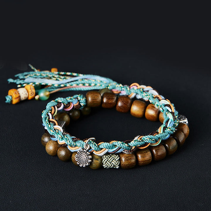 Buddha Stones925スターリングシルバー グリーンサンダルウッド 菩提樹 ハンドメイド ポジティブブレスレット