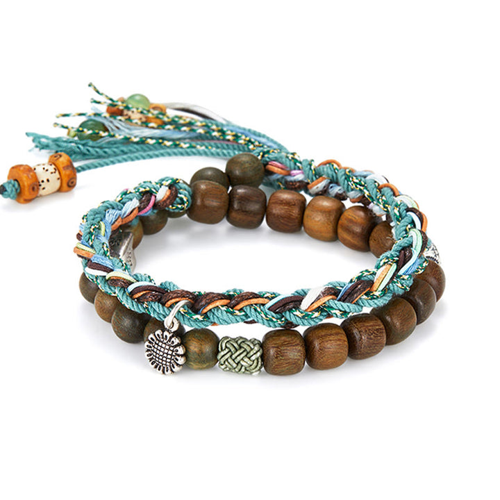 Buddha Stones925スターリングシルバー グリーンサンダルウッド 菩提樹 ハンドメイド ポジティブブレスレット