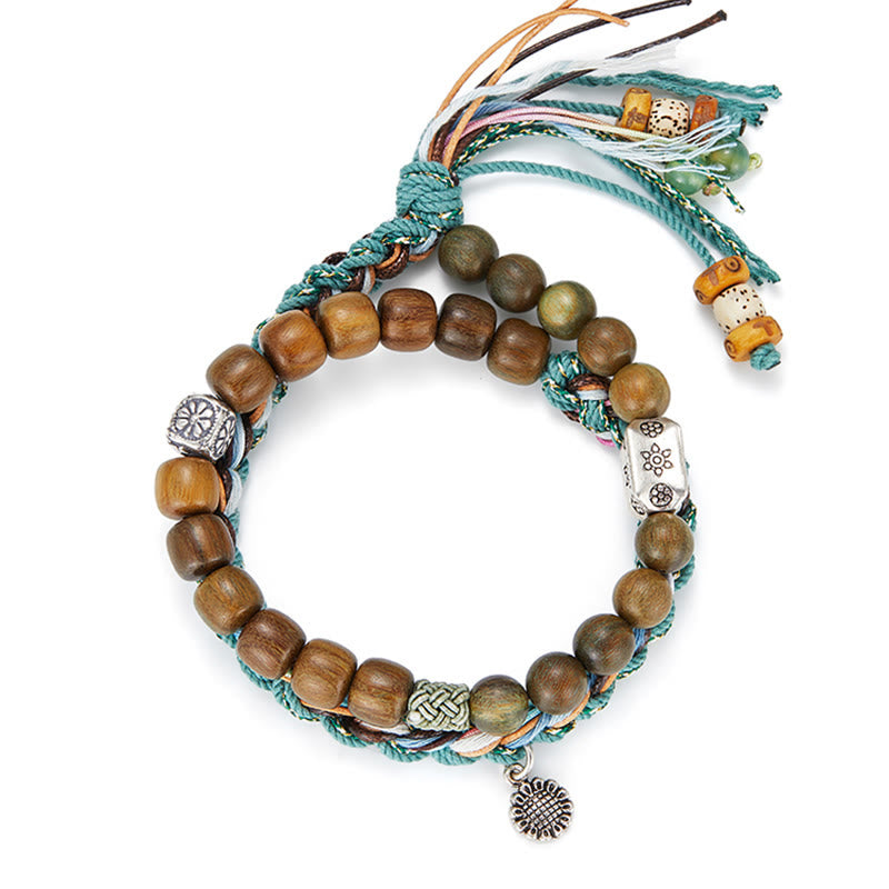 Buddha Stones925スターリングシルバー グリーンサンダルウッド 菩提樹 ハンドメイド ポジティブブレスレット