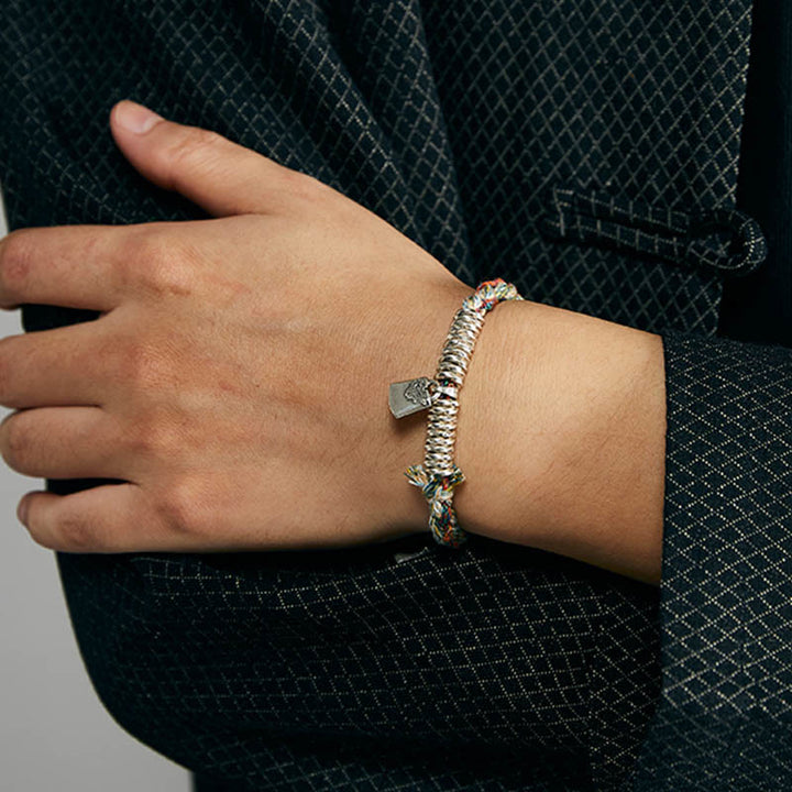 Buddha Stones925スターリングシルバー ハンドメイドプロテクションマルチストランドブレスレット