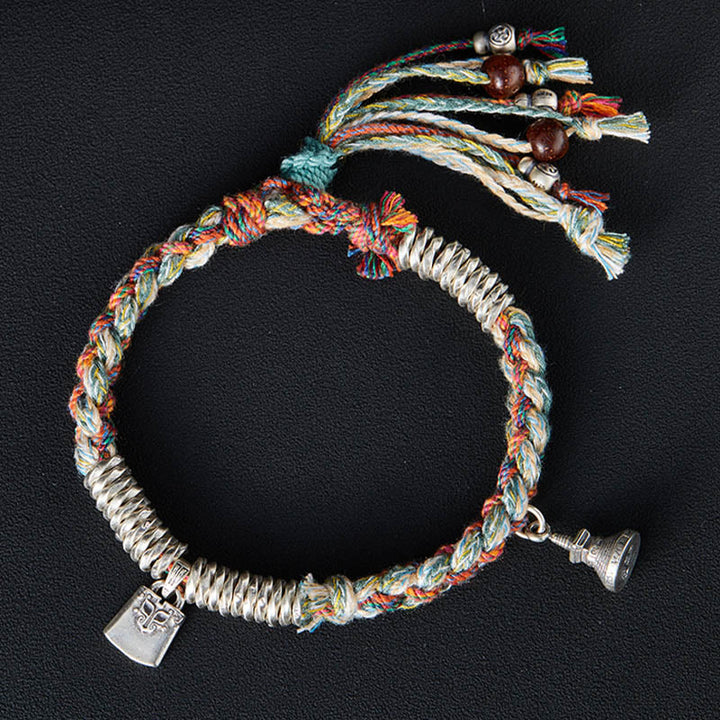 Buddha Stones925スターリングシルバー ハンドメイドプロテクションマルチストランドブレスレット