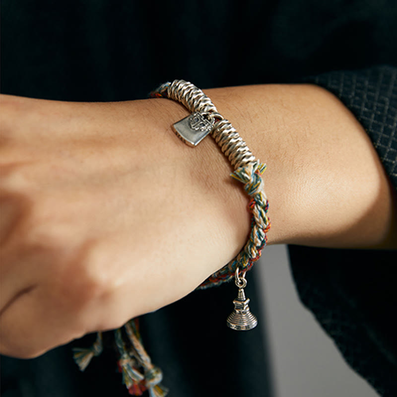 Buddha Stones925スターリングシルバー ハンドメイドプロテクションマルチストランドブレスレット