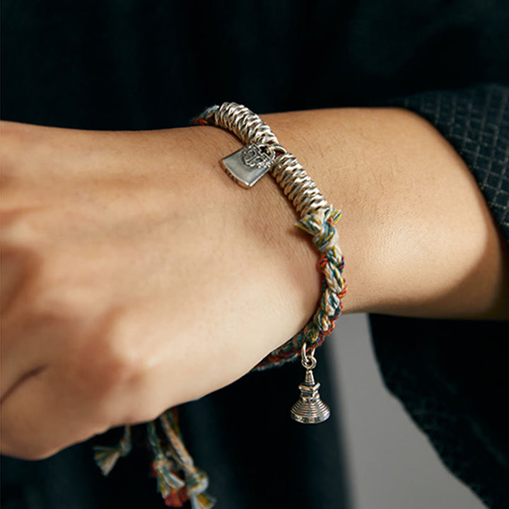 Buddha Stones925スターリングシルバー ハンドメイドプロテクションマルチストランドブレスレット