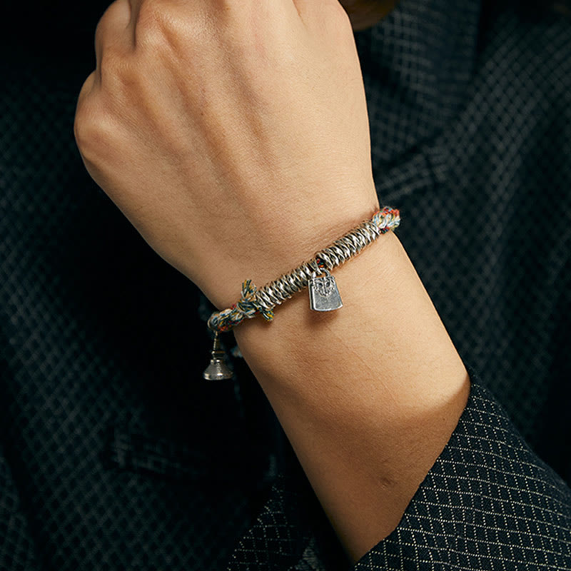 Buddha Stones925スターリングシルバー ハンドメイドプロテクションマルチストランドブレスレット
