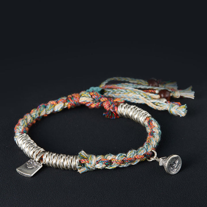 Buddha Stones925スターリングシルバー ハンドメイドプロテクションマルチストランドブレスレット