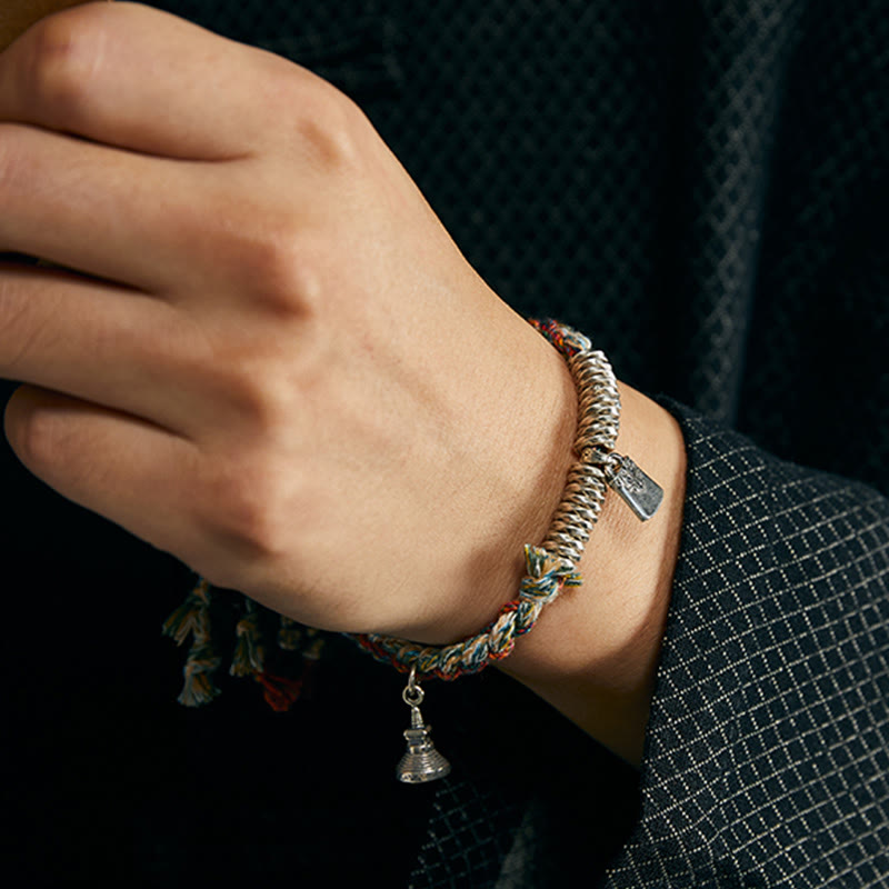 Buddha Stones925スターリングシルバー ハンドメイドプロテクションマルチストランドブレスレット