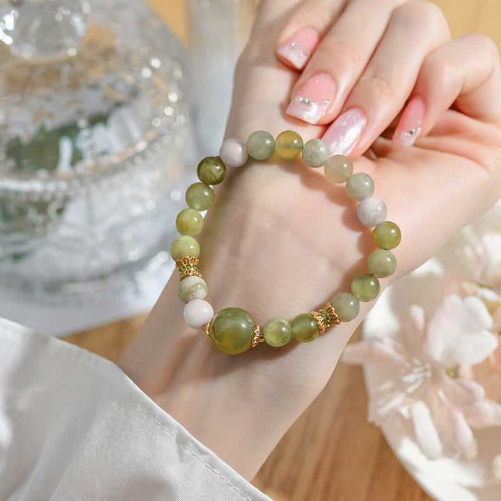 Buddha Stonesグリーングレープカラー翡翠 豊穣のブレスレット