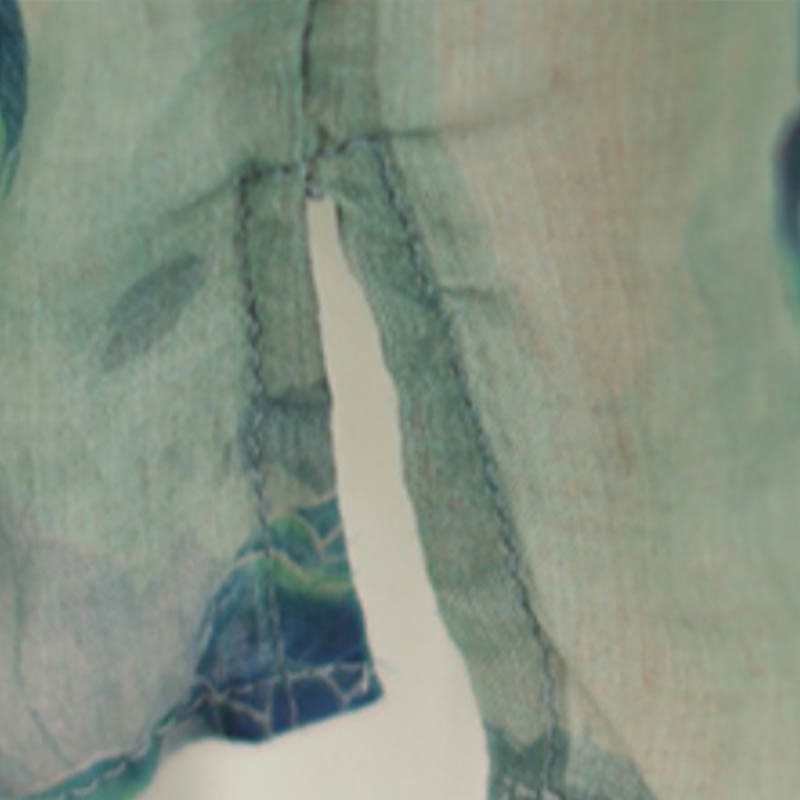 Buddha Stonesプラスサイズ ブルー ジャカランダ フラワー デザイン 七分袖 ラミー リネン シャツ - image 12