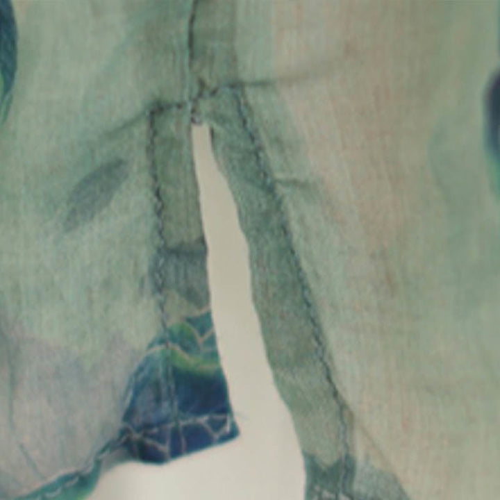 Buddha Stonesプラスサイズ ブルー ジャカランダ フラワー デザイン 七分袖 ラミー リネン シャツ - image 12