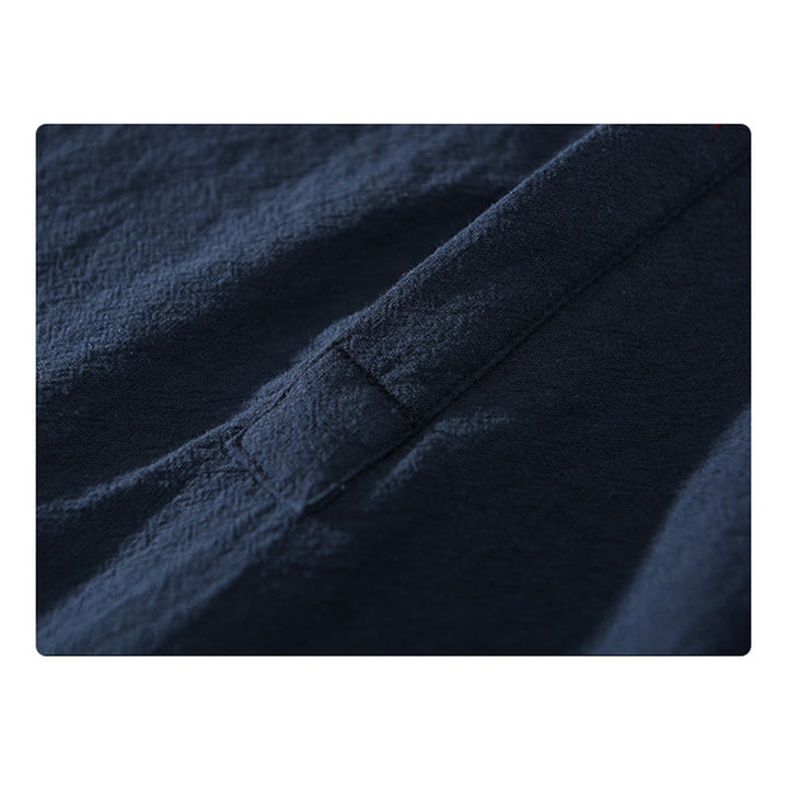 Buddha Stones無地 半袖 ハーフボタンシャツ コットンリネン メンズ 服 - image 4