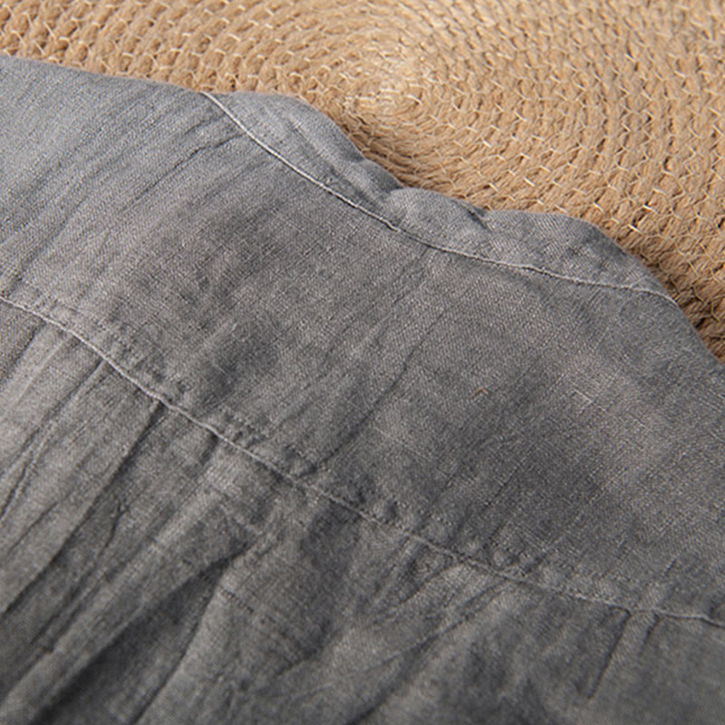 Buddha Stones無地 長袖 ハーフボタンシャツ コットンリネン メンズ 服 - image 3