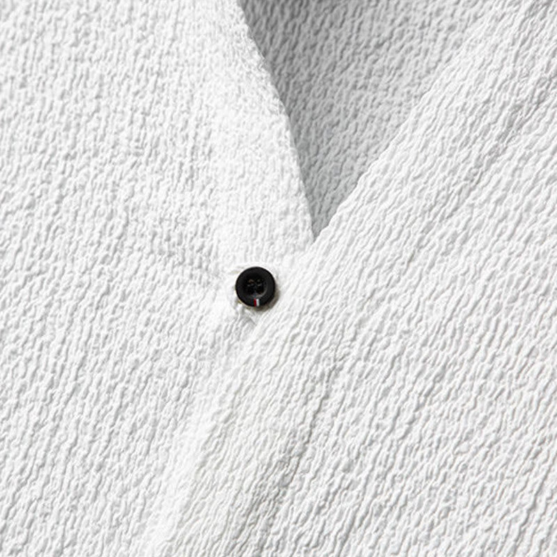 Buddha Stones メンズ 無地 半袖シャツ＆パンツ テクスチャボタン付き 2点セット - image 5