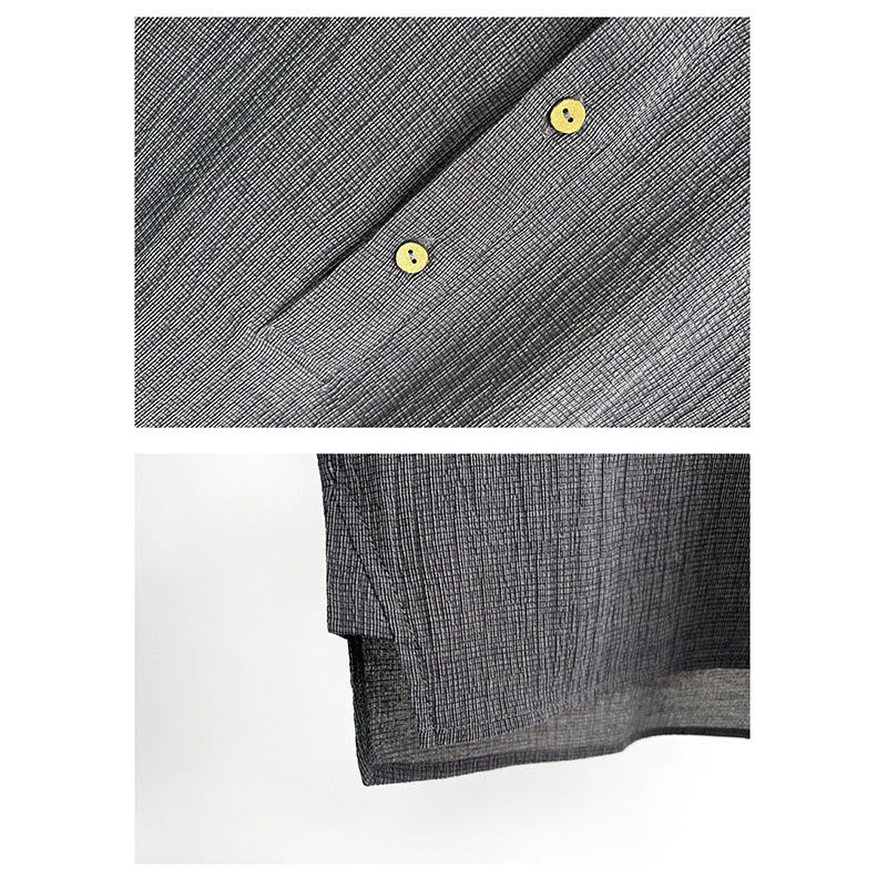 Buddha Stones夏 無地 メンズ 半袖 ボタンシャツ - image 5