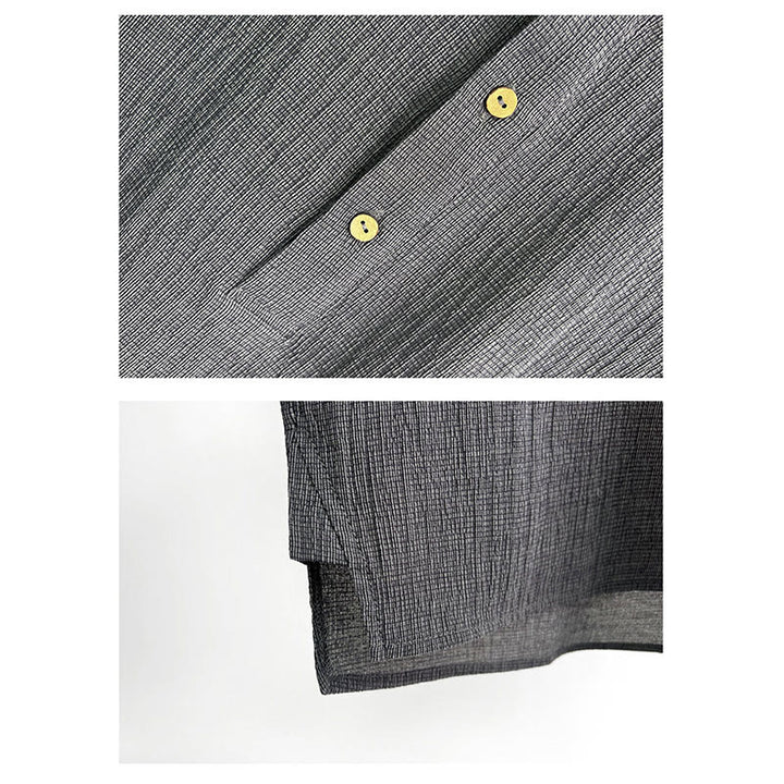 Buddha Stones夏 無地 メンズ 半袖 ボタンシャツ - image 5