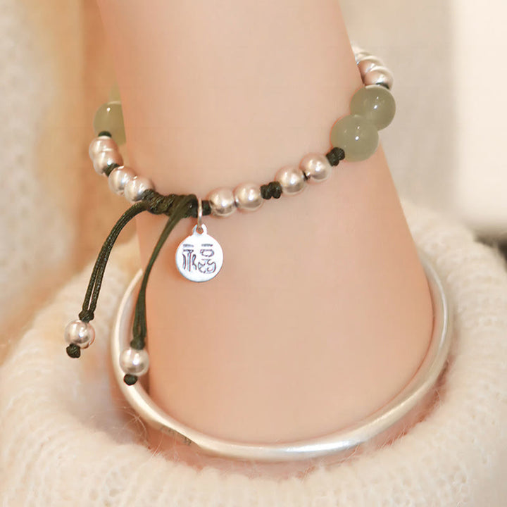 Buddha Stones925 スターリングシルバー 天然翡翠 フーキャラクター 竹の豊穣のブレスレット