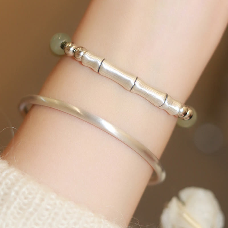 Buddha Stones925 スターリングシルバー 天然翡翠 フーキャラクター 竹の豊穣のブレスレット - image 11