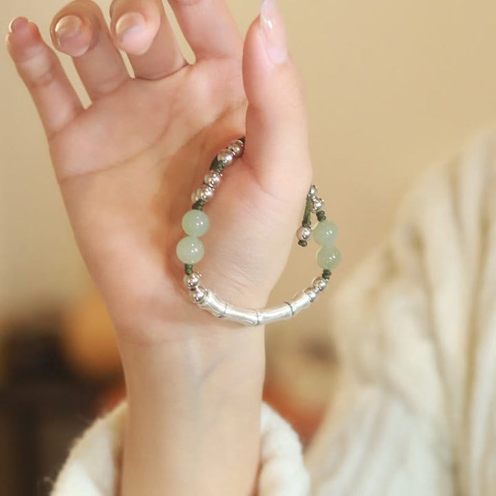 Buddha Stones925 スターリングシルバー 天然翡翠 フーキャラクター 竹の豊穣のブレスレット
