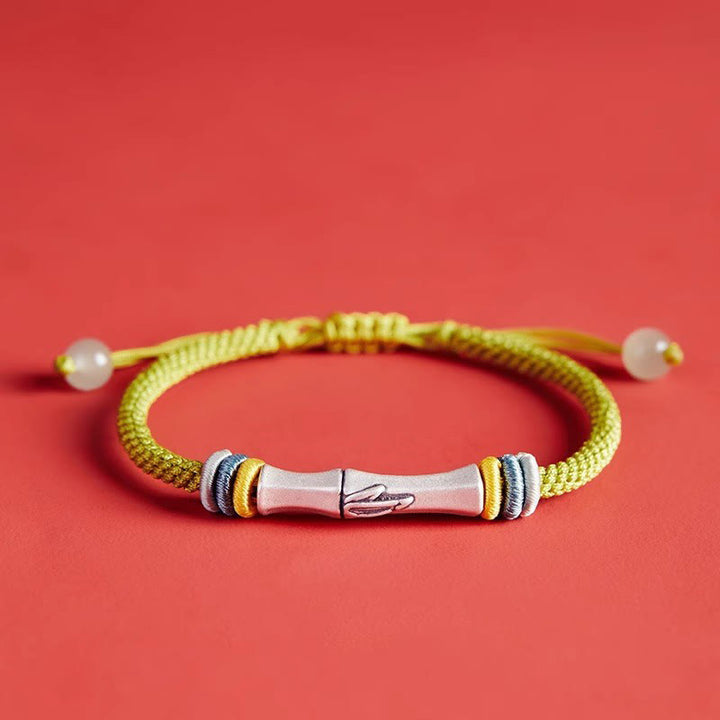 Buddha Stones999スターリングシルバー レッドストリング バンブー エンライトメントブレスレット