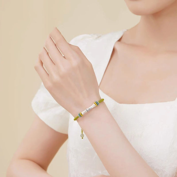 Buddha Stones999スターリングシルバー レッドストリング バンブー エンライトメントブレスレット
