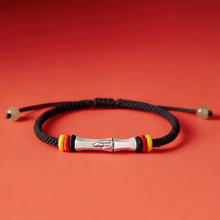 Buddha Stones999スターリングシルバー レッドストリング バンブー エンライトメントブレスレット