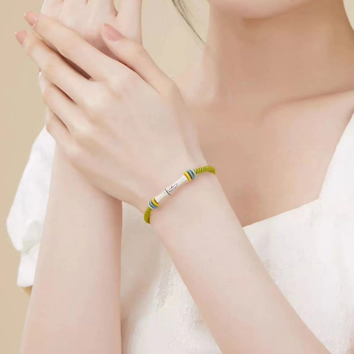 Buddha Stones999スターリングシルバー レッドストリング バンブー エンライトメントブレスレット