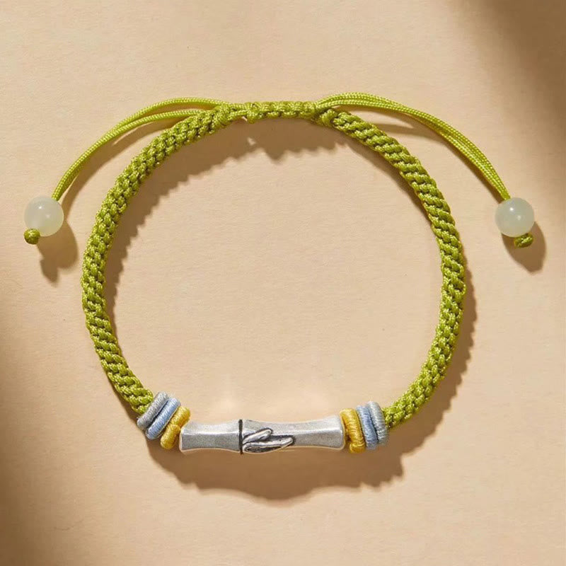 Buddha Stones999スターリングシルバー レッドストリング バンブー エンライトメントブレスレット