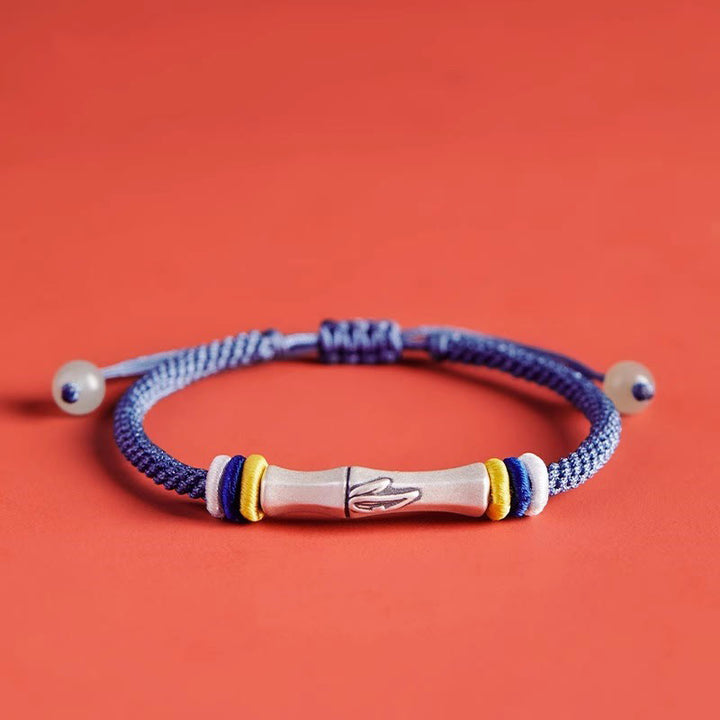 Buddha Stones999スターリングシルバー レッドストリング バンブー エンライトメントブレスレット