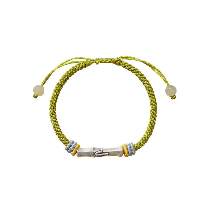 Buddha Stones999スターリングシルバー レッドストリング バンブー エンライトメントブレスレット