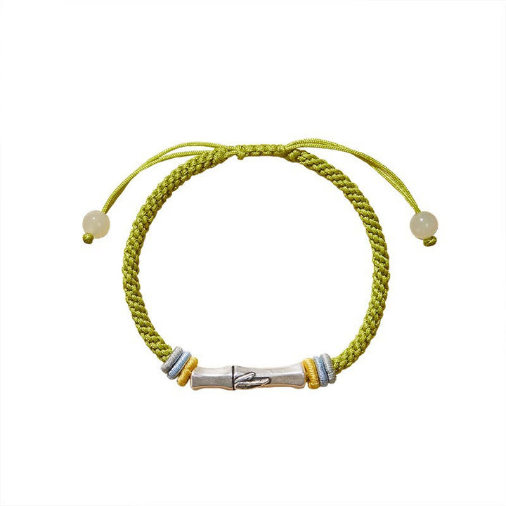 Buddha Stones999スターリングシルバー レッドストリング バンブー エンライトメントブレスレット