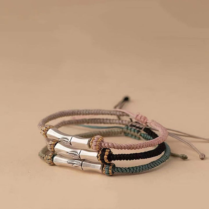Buddha Stones925スターリングシルバー 竹製保護編みブレスレット