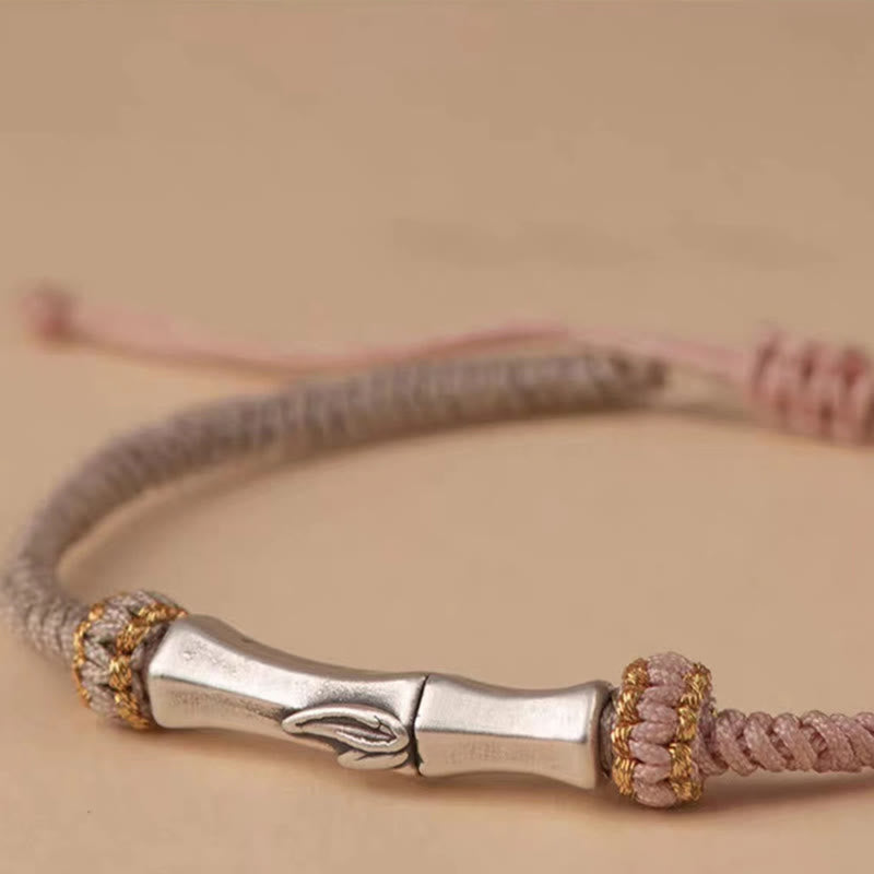 Buddha Stones925スターリングシルバー 竹製保護編みブレスレット