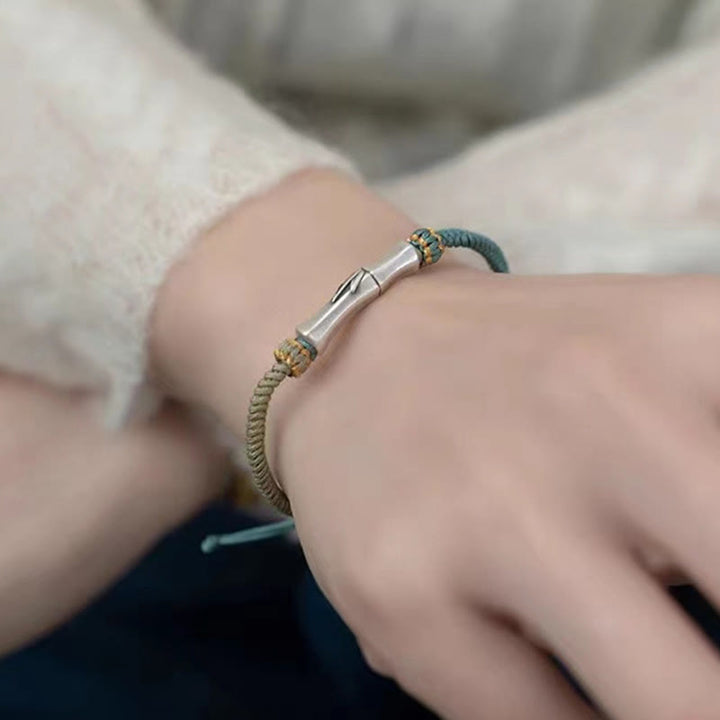 Buddha Stones925スターリングシルバー 竹製保護編みブレスレット