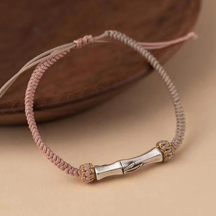 Buddha Stones925スターリングシルバー 竹製保護編みブレスレット