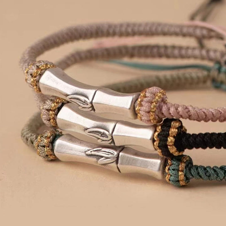 Buddha Stones925スターリングシルバー 竹製保護編みブレスレット