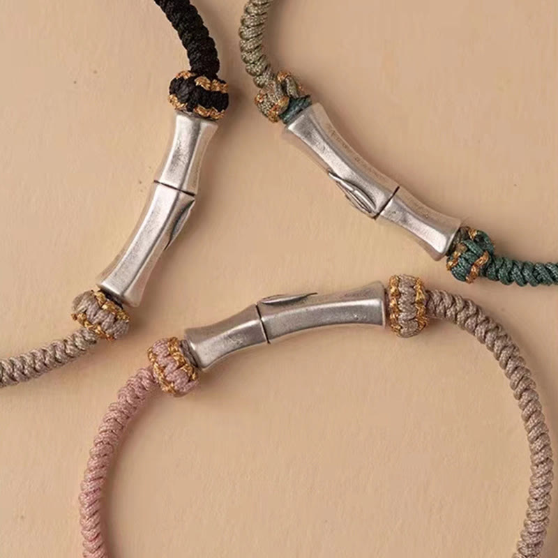 Buddha Stones925スターリングシルバー 竹製保護編みブレスレット