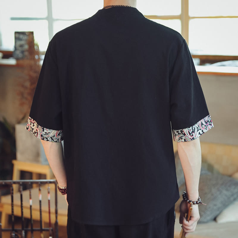 Buddha Stonesカエルボタン 龍刺繍 中国唐装 半袖シャツ リネン メンズ服 - image 27