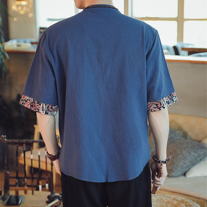 Buddha Stonesカエルボタン 龍刺繍 中国唐装 半袖シャツ リネン メンズ服 - image 35